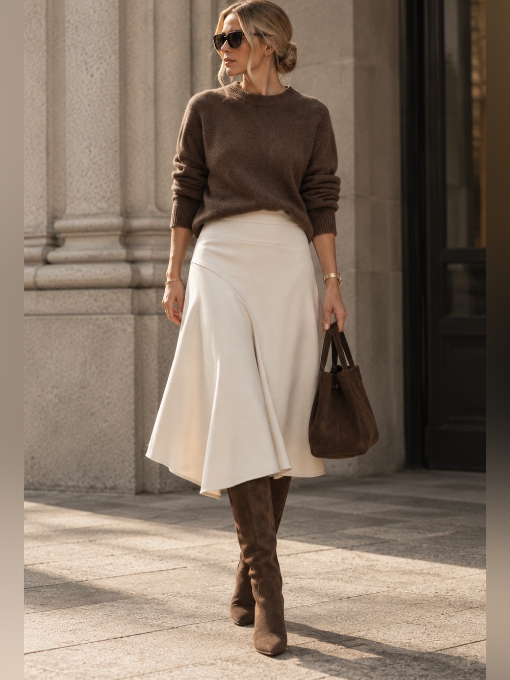 Brunello Cucinelli Cream A-line Asymmetrical Skirt NWOT